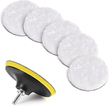 Wool Polishing Buffing Pad 7 Pcs 5 Inch Drill Buffer Wheel Attachment
