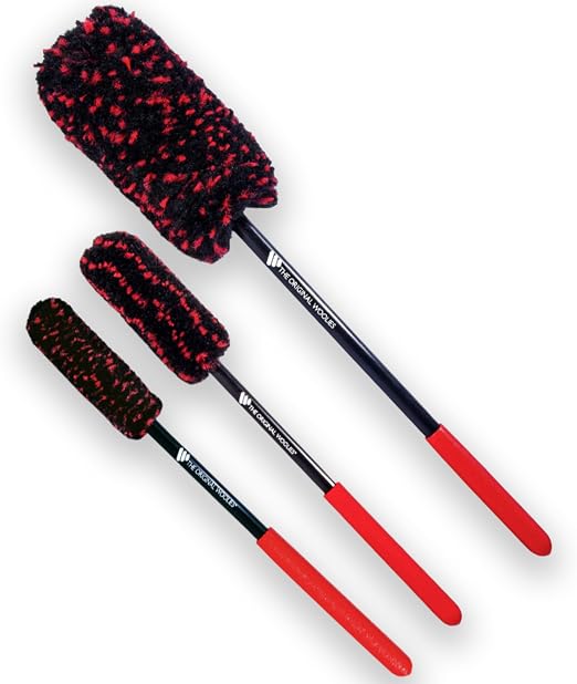 Wheel Woolies Car Detailing Brush Set - 3pc Car Wheel Brush Kit (18”, 12”, 12”) for Rims, Barrel, Spokes & Brake Dust | 