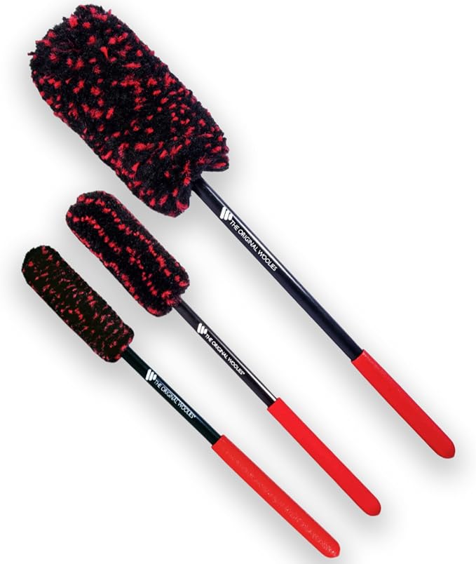 Wheel Woolies Car Detailing Brush Set - 3pc Car Wheel Brush Kit (18”, 12”, 12”) for Rims, Barrel, Spokes & Brake Dust | 