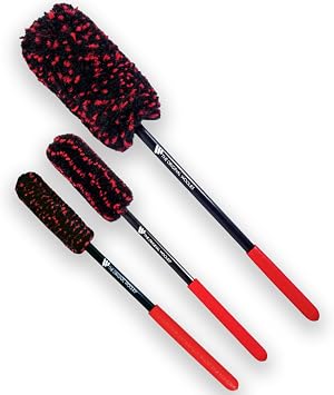 Wheel Woolies Car Detailing Brush Set - 3pc Car Wheel Brush Kit (18”, 12”, 12”) for Rims, Barrel, Spokes & Brake Dust | 