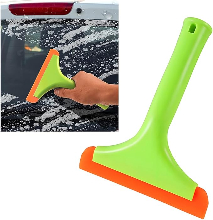 KVAEY Small Silicone Window Squeegee, 5.9 Inch Car Windshield Water Blade Squeegee with Non-Slip Handle, All-Purpose Cleaning Squeegee for Car Windshield, Window, Mirror (Light Green)