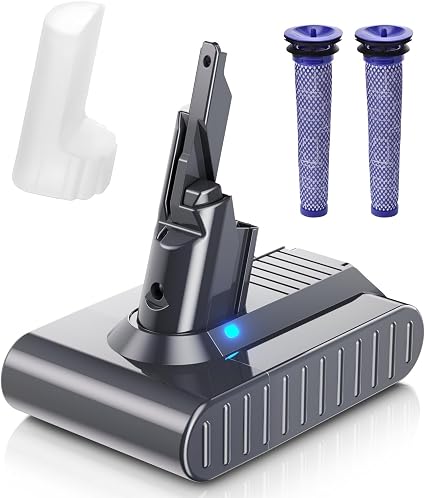7000mAh 21.6V Replacement for Dyson V7 Battery Compatible with SV11 V7 Animal/Motorhead/Trigger/Absolute/Fluffy/Car+Boat Handheld Cordless Vacuum Cleaner 2 Filters Included (Not Fit V6, V8, V10) - Cleanova