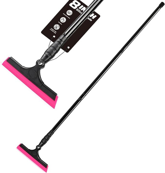 EHDIS 8 Inch Wide Silicone Blade Window Squeegee 16‘’ -45 ‘’ Long Handle Versatile and Sturdy Squeegee for Home Shower Glass Door and Car Front and Rear Windshield Cleaning