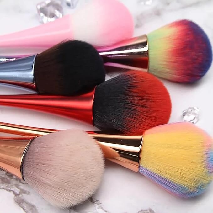 2Pcs Nail Dust Brush Acrylic Nail Brush Cleaner Nail Brushes for Cleaning Dust Large Dip Powder Brush Makeup Blush Brush Manicure Remover Brush Nail Art Tools (Red+Black)