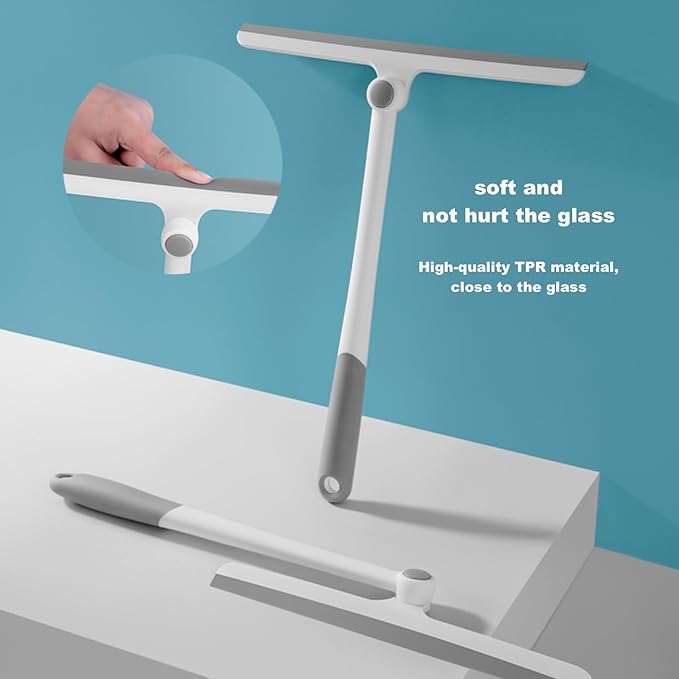 Shower Squeegee & Cleaning Brush Sets,All Purpose Squeegee for Shower Door, Mirror, Glass,Window Cleaner Tool,Streak Free Shower Squeegee,(11'’ Wide 360° Rotating Squeegee + 5'' Brush)