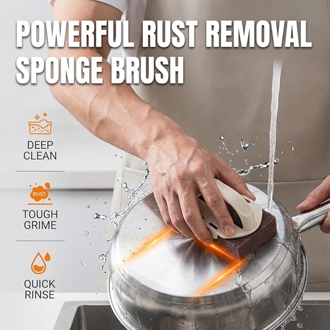 Magic Emery Cleaning Sponge, 2026 New Carborundum Sponge, Emery Sponge Brush Eraser Scrub Pad, Pot Scrubber for Removing and Cleaning Pots and Pans (4, Sponge)