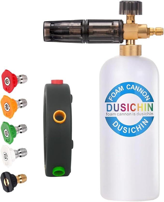 DUSICHIN SFL-001 Foam Cannon Snow Foam Lance Pressure Washer Jet Wash Quick Release Adjustable Nozzle 1/4 Inch Male Fitt
