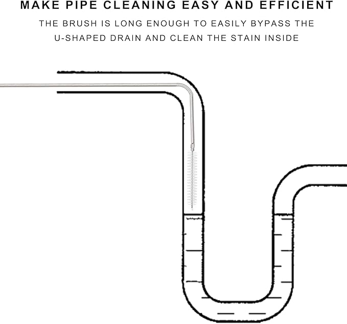 CiaraQ Bottle Cleaning Brushes, 8 Inch Nylon Tube Brush Set & A Flexible Long Drain Brush 60 inch, Cleaner for Narrow Neck Bottles Cups with Hook, Set of 11pcs, White