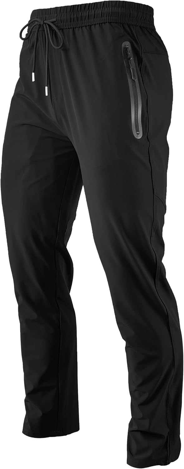 Mens Hiking Pants Joggers Lightweight Breathable Quick Dry Outdoor Fishing Athletic Work Pants with Zipper Pockets