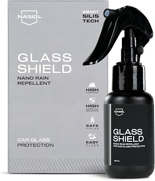 Nasiol GlasShield Nano Rain Repellent for Car Windshield, Glass Ceramic Coating, Super Hydrophobic to 30000 Miles, Super