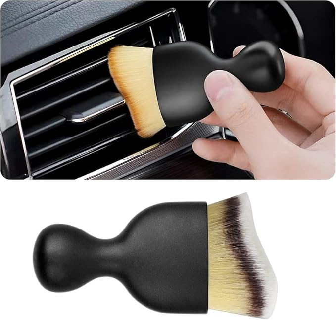 Blilo Car Interior Detailing Brush, Auto Soft Hair Cleaning Brushes, Curved Dirt Dust Collectors, Removal Tool for Dashboard Air Conditioner Vents Leather, Scratch Free (3 Colors/1PCS)