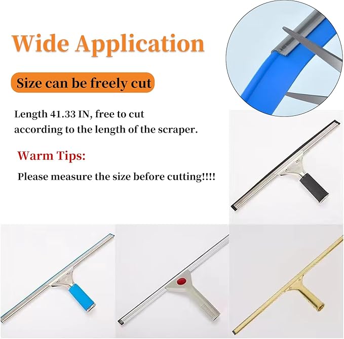 2 Pcs 41 Inch Squeegee Replacement Rubber Blade, Household Silicone Squeegee Refill for Window, Glass, Shower Doors Cleaning