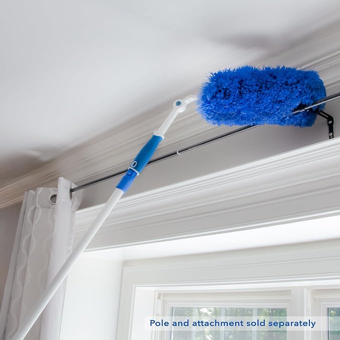 Unger Connect and Clean Microfiber Duster with Pivoting Handle, Dusters for Cleaning, Compatible with Telescopic Poles, Dusting Tools, Cleaner Tool for Windows, TVs, Moldings, Cupboards, Cabinets