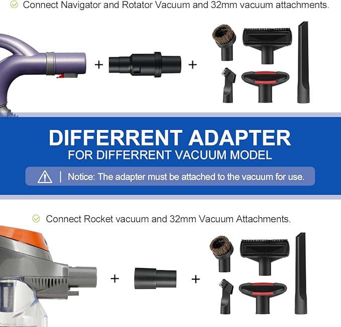 LANMU 1 1/4" Vacuum Attachments Compatible with Shark Navigator Lift-Away NV360 NV352 NV356E, NV501 & Rocket HV301 HV322 Vacuum, Accessories Kit with Adapter for Home, Car Interior Cleaning