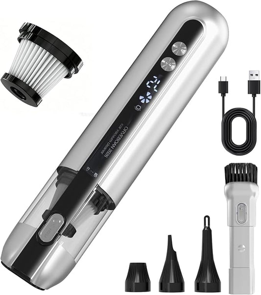Handheld Cordless Car Vacuum Cleaner 15000Pa, 3-in-1 Portable Vacuum with LED Display & HEPA Filter,USB-C Rechargeable, up to 30-Min Runtime for Car, Home, Desk & Pet Hair(White)