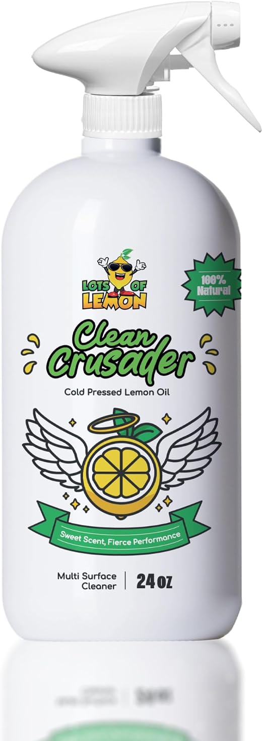 Clean Crusader Cold Pressed Lemon Oil All Purpose Cleaning Oil Spray for Degreasing, Hardwood Floors, Countertops and Ba