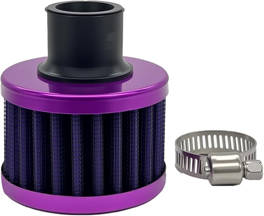 18mm Cold Air Intake Filter, Automotive Cold Air Breather Filter with Adjustable Clamp, Car Valve CoverTurbo Vent Cleaner Accessory, Fits for Car Motorcycle (Purple)