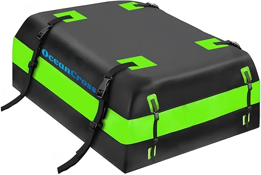OceanCross Car Rooftop Cargo Carrier Bag, Green Rooftop top Cargo Carrier Bag 15 Cubic feet Waterproof for All Cars with