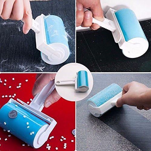 Reusable Lint Roller for Pet Hair – Washable Sticky Picker Set, 2-in-1 Portable & Standard Roller, Eco-Friendly No Refills, Removes Dog & Cat Fur from Clothes, Couch, Car (Blue)