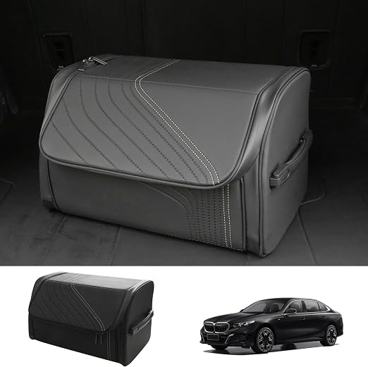 TOPABYTE Car Trunk Organizer with Lid Capacity Collapsible Bag Black, Small