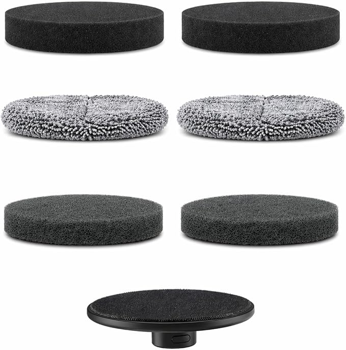 6-Pack Electric Spin Scrubber Replacement Heads, Universal Hook and Loop Cleaning Brush Refill Pads (2 Microfiber, 2 Sponge, 2 Scouring) for Bathroom, Tub, Kitchen and Car (6 Pack)