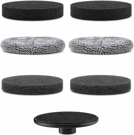 6-Pack Electric Spin Scrubber Replacement Heads, Universal Hook and Loop Cleaning Brush Refill Pads (2 Microfiber, 2 Sponge, 2 Scouring) for Bathroom, Tub, Kitchen and Car (6 Pack)