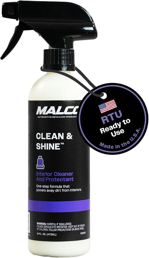 Malco Clean & Shine Interior Car Cleaner and Dressing Spray, 16 Oz.