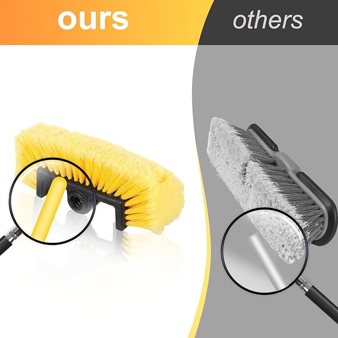 Tanlade 2 Pcs Car Wash Brush Head with Soft Detailing Bristle Flow Through Car Cleaning Brush Exterior Wash Equipment for Auto Truck RV Boat Camper(10 Inch,Yellow)