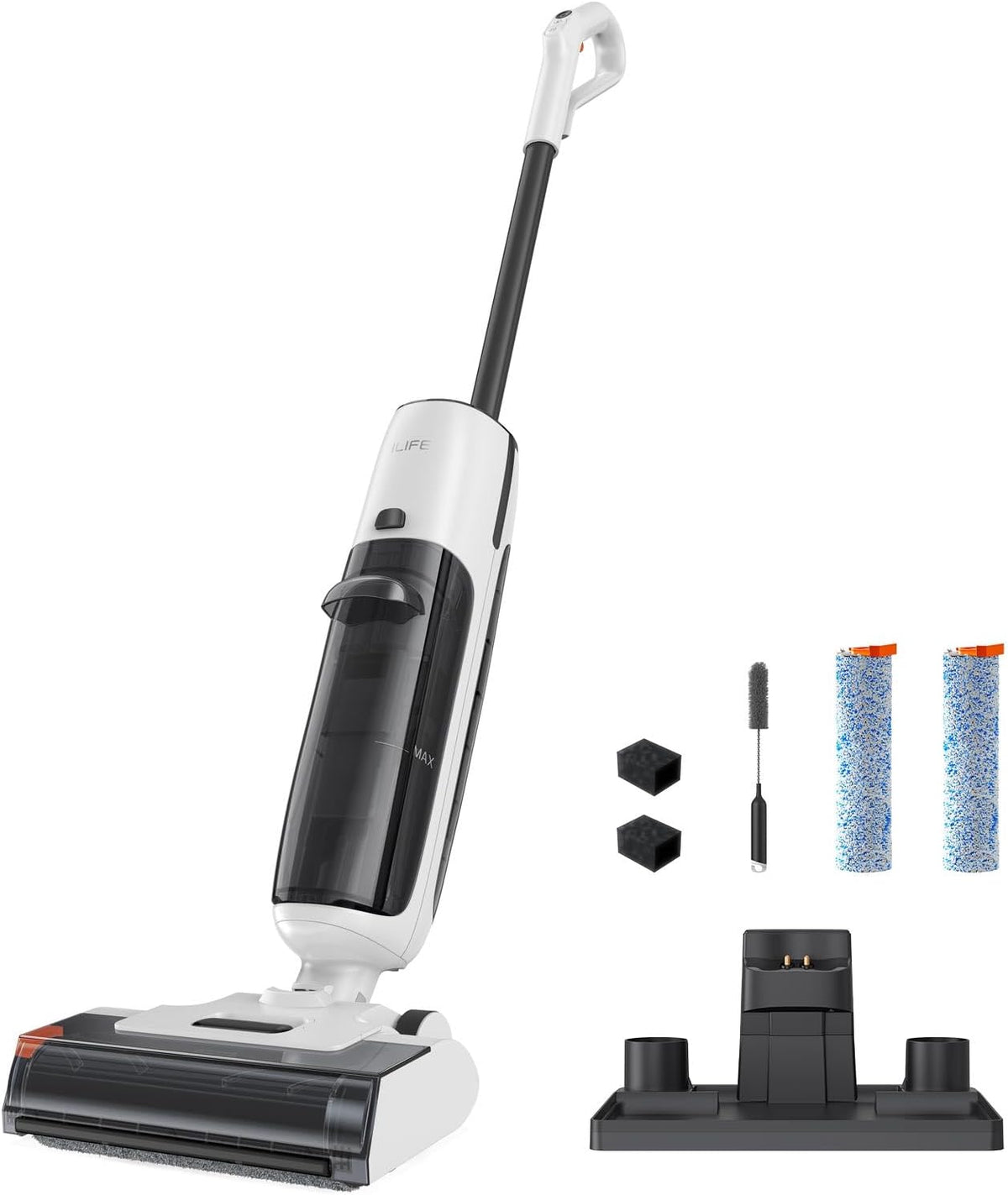 D90 Cordless Wet Dry Vacuum Cleaner, Vacuum and Mop for Hard Floor, Sticky Messes and Pet Hair, Self-Cleaning, 2100 RPM Anti-Tangle Brush Roll, Dual Tanks, Up to 35 Mins Runtime, White