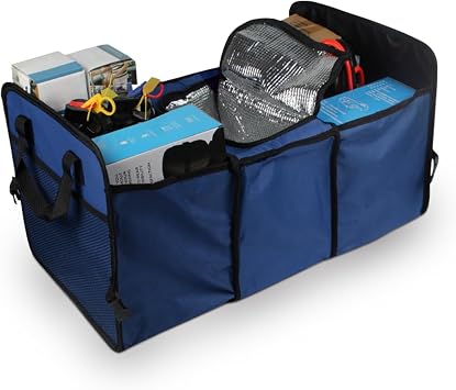 Car Trunk Organizer, Oxford Fabric Waterproof & Anti-Slip Vehicle Storage Box with Leak Proof & Insulated Cooler Bag, La