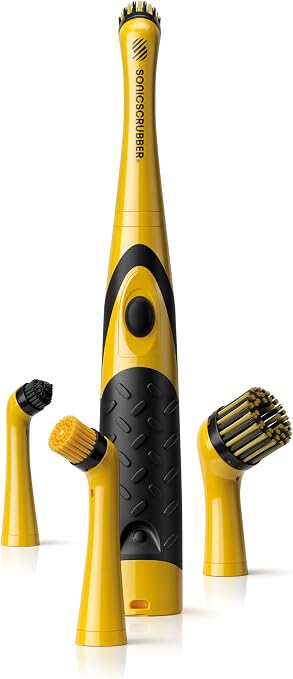 SONICSCRUBBER Vehicle Detailing Set - High Power Car Cleaning Brush - Includes 4 Brush Heads - Suitable for Interior & E