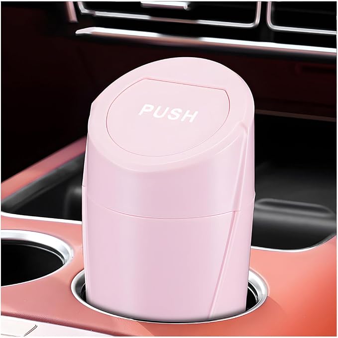 Wevdn Car Trash Can Bin with Lid, Mini Leakproof Vehicle Side Door Cup Holder Trash Can with Lid, Multipurpose Organizer