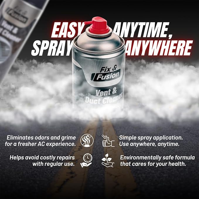 FIX & FUSION A/C Vent and Duct Cleaner | Foaming Spray for Car Air Conditioner | Freshens & Cleans Dust Build-Up | Fast, No-Rinse Formula | Automotive HVAC Refresher & Detailer