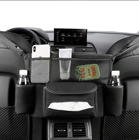 JEYODA Car Handbag Holder Between Seats Suede Large Capacity Car Purse Holder Automotive Consoles & Organizers for Docum