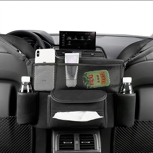 JEYODA Car Handbag Holder Between Seats Suede Large Capacity Car Purse Holder Automotive Consoles & Organizers for Docum