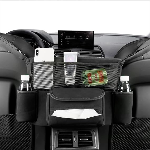 JEYODA Car Handbag Holder Between Seats Suede Large Capacity Car Purse Holder Automotive Consoles & Organizers for Docum