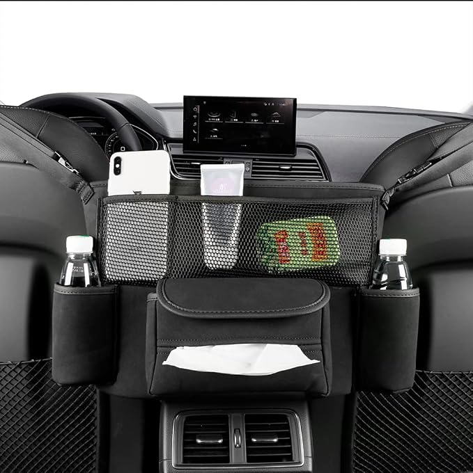 JEYODA Car Handbag Holder Between Seats Suede Large Capacity Car Purse Holder Automotive Consoles & Organizers for Docum