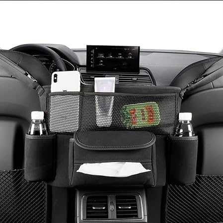 JEYODA Car Handbag Holder Between Seats Suede Large Capacity Car Purse Holder Automotive Consoles & Organizers for Docum