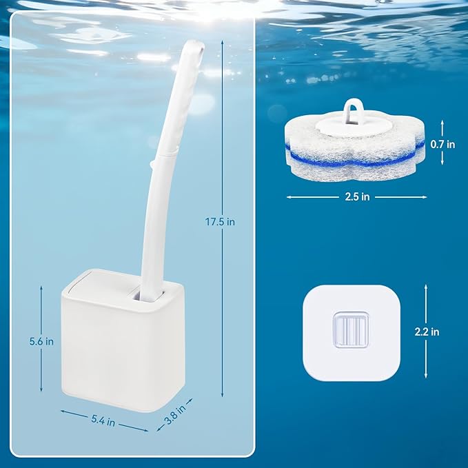 Disposable Toilet Brush with 48 Refills,Toilet Bowl Cleaner,Toilet Cleaning Supplies,Toilet Bowl Brush,Toilet Cleaner Brush,Toilet Brush with Holder for Cleaning and Hygienic (New White)