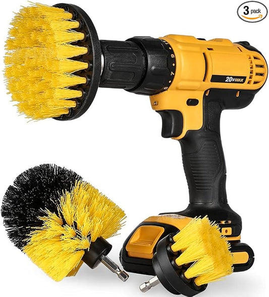 [3 Pack] Auto Detailing Drill Brush Set, Wheel Cleaner Brush, Car Cleaner Wash Brush Supplies Kit Fit Tire, Car Mats, Floor Mat, Bathroom and Auto Power Scrubber Brush Cleaning Sets