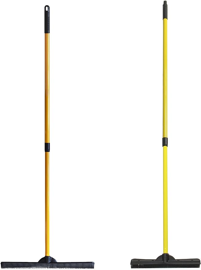 FURemover Pet Hair Removal Rubber Broom, 60" Handle 2-Piece Set