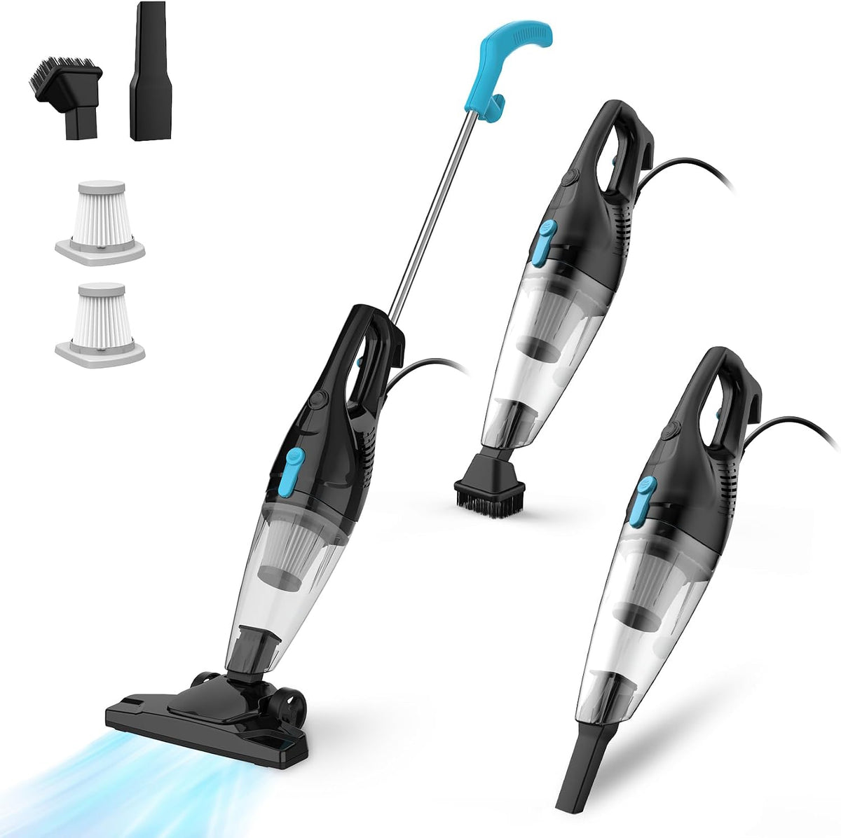 Corded Vacuum Cleaner, 4-in-1 Vacuum Cleaners for Home Converts to Small Handheld Vacuum, 15Kpa Power Suction Lightweight Corded Stick Vacuum for Floor, Carpet,Pet Hair,Stair