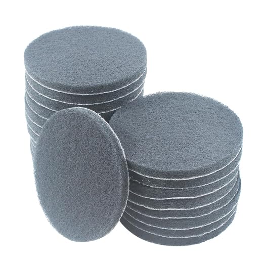 4 Inch 800 Grit Drill Brush Scrubber Scouring Pads, 20 Pcs Hook & Loop Power Scrubber Scour Pads for Rotary Tools, Random Orbital Sander (Grey)