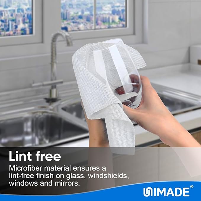 UNIMADE Microfiber Cleaning Cloth, 10 Pack Reusable Microfiber Towels for Cars Lint Free Cleaning Shop Towel Rags for Home Kitchen Automotive Bar Mechanic Restaurant Garage, 11.5"x 11.5", White