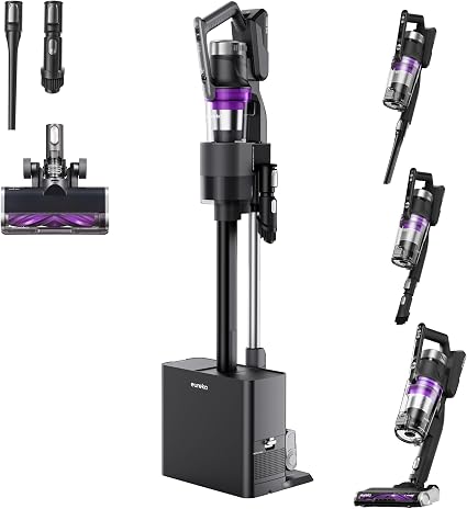 Eureka Cordless Vacuum Cleaner Lightweight, Stick Vacuum Rechargeable for Hardwood, Pet Hair, Blue w/Clean Station, Styl