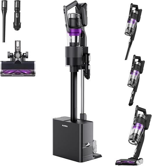 Eureka Cordless Vacuum Cleaner Lightweight, Stick Vacuum Rechargeable for Hardwood, Pet Hair, Blue w/Clean Station, Styl