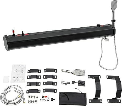 Portable Camping Shower, 5.28 Gallon Roof Rack Mount Road Shower, Roof-Mounted Solar Heating Pressurized Water Tank, Cam