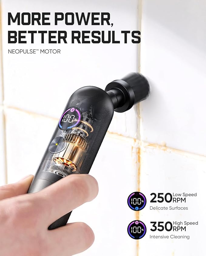 Fanttik Flip G10 Nano HomeCare Cordless Electric Spin Scrubber, 360° High-Torque Rotation, 2-Speed & 3-Angle, IPX7 Waterproof Cleaning Brush with 15 Brush Heads for Grout, Tiles, Sinks, Crevices