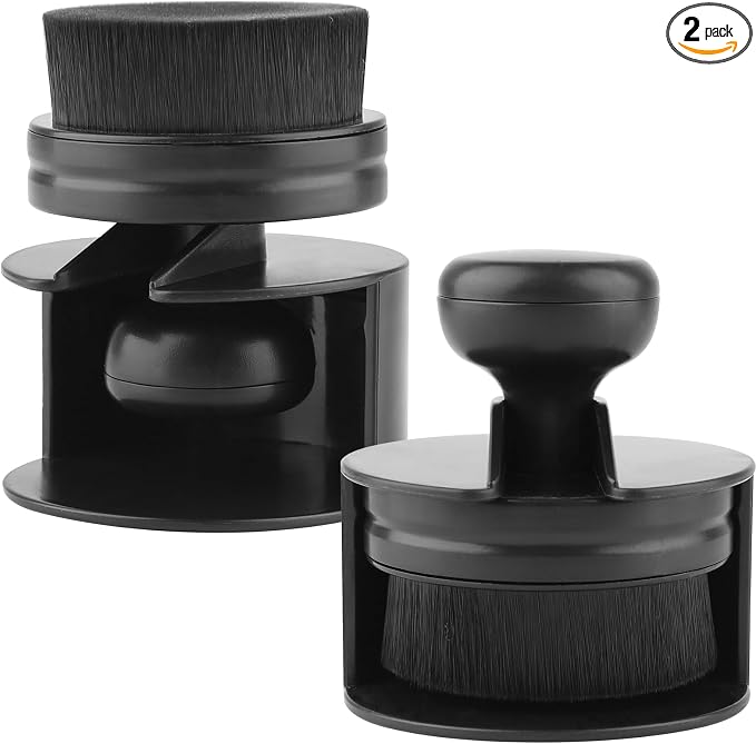 2 Pack Tire Shine Applicator Brush with Cover,Tire Dressing Applicator,High Density Soft Bristle Tire Dressing Brush for