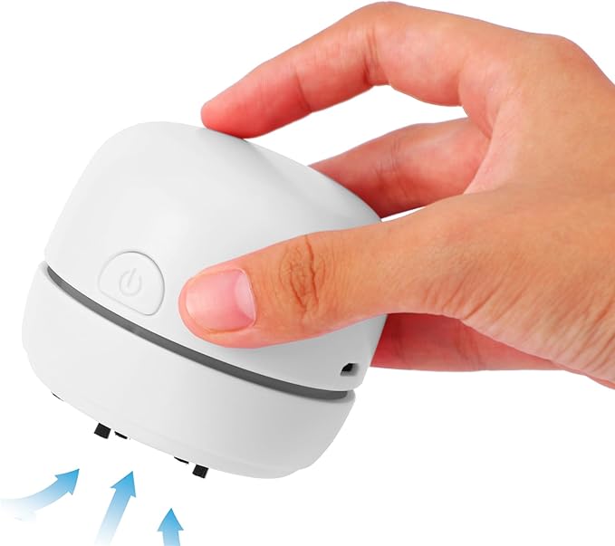 Desktop Vacuum Cleaner USB Charging with Vacuum Nozzle Cleaning Brush, cuteofficedeskaccessories Detachable Design & Portable Mini Table Dust Vaccum Cleaner Crumbs,